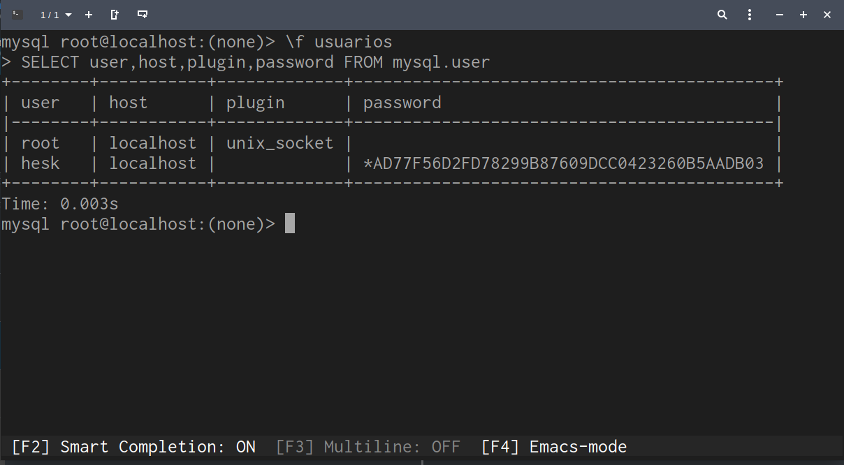 Executando queries no mycli
