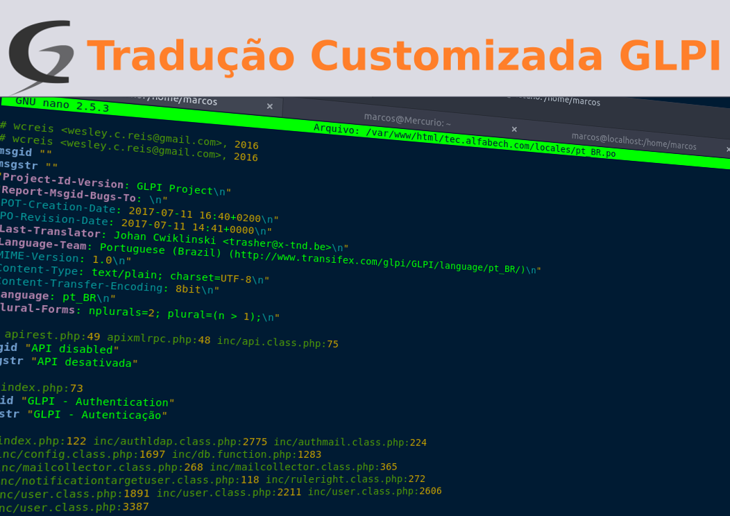 Customizando a tradução do GLPI