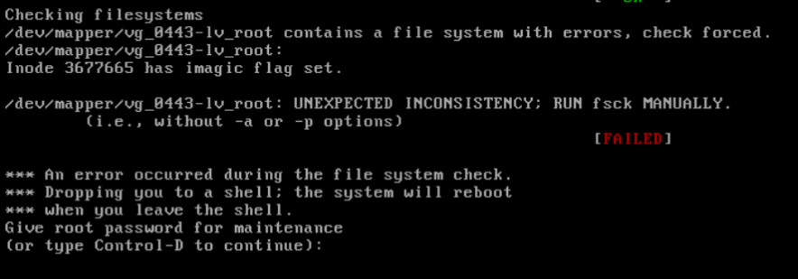 Unexpected Inconsistency; Run fsck Manualy