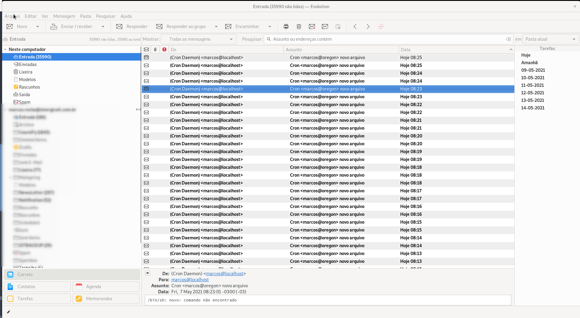 Lendo emails do sistema no Evolution