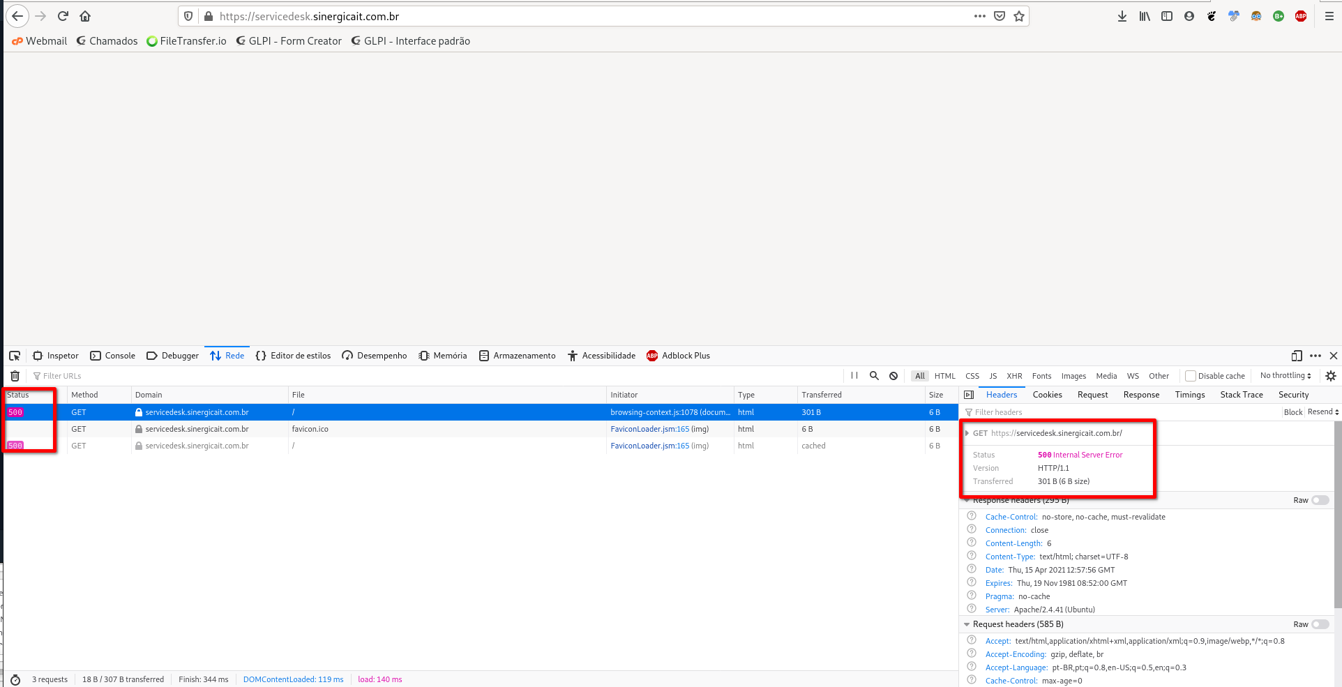 Como corrigir GLPI com tela em branco