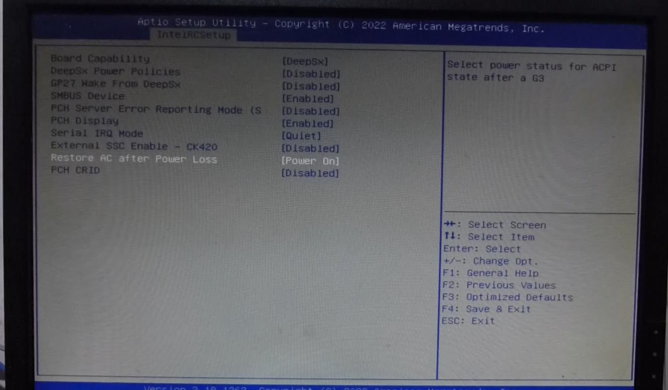 Habilitar  Restore AC Affter power Loss  - Machinist X99 E5-MR9A