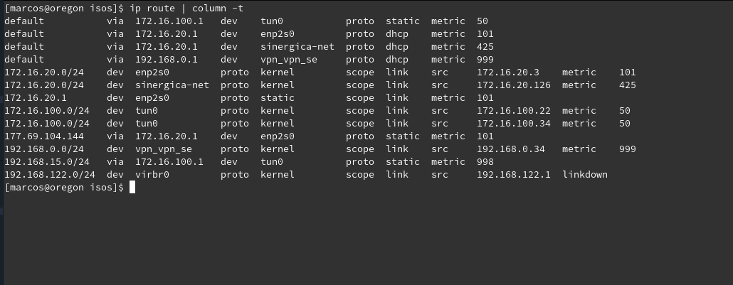 Alterando métrica no  linux via nmcli